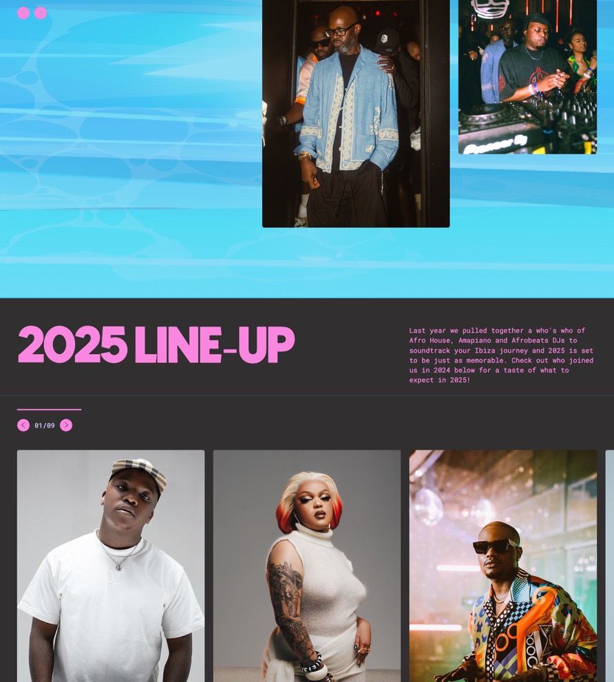 Dankie line-up carousel and FAQ section
